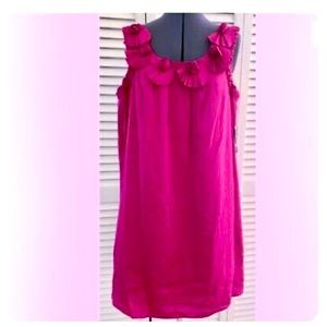 NEW DIRECTIONS Magenta Rosette Neckline Sleeveless Dress